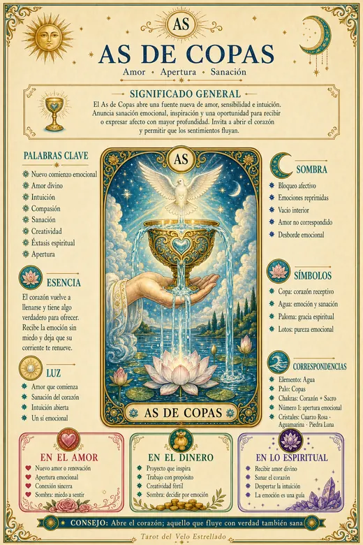 Ficha ilustrada de As de Copas